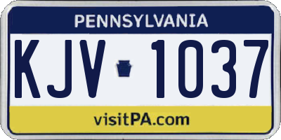 PA license plate KJV1037