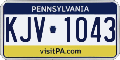 PA license plate KJV1043