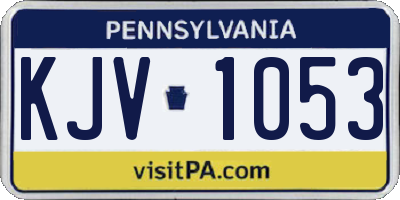 PA license plate KJV1053