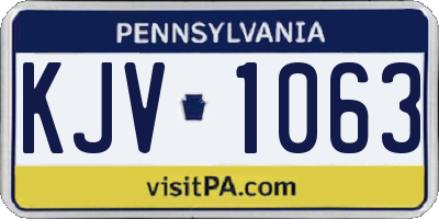 PA license plate KJV1063