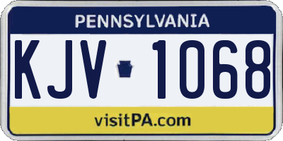 PA license plate KJV1068