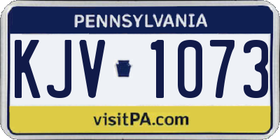 PA license plate KJV1073