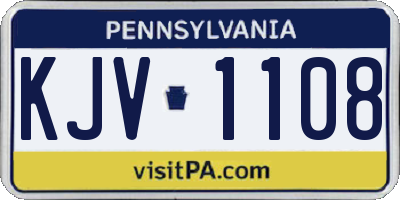 PA license plate KJV1108