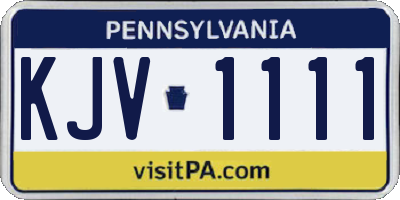 PA license plate KJV1111