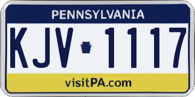 PA license plate KJV1117