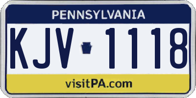 PA license plate KJV1118