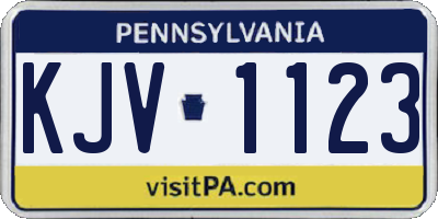 PA license plate KJV1123