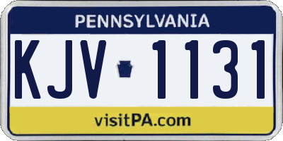 PA license plate KJV1131