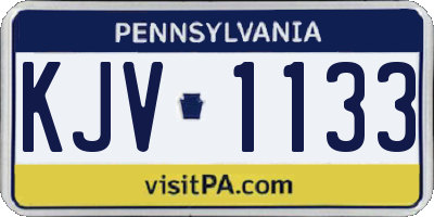 PA license plate KJV1133