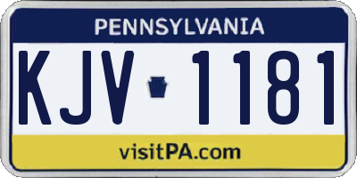 PA license plate KJV1181
