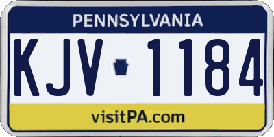 PA license plate KJV1184