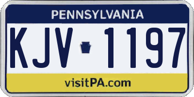 PA license plate KJV1197