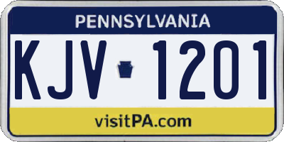 PA license plate KJV1201