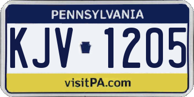 PA license plate KJV1205