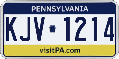 PA license plate KJV1214