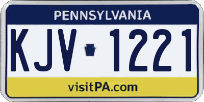 PA license plate KJV1221