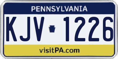 PA license plate KJV1226