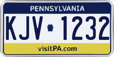 PA license plate KJV1232
