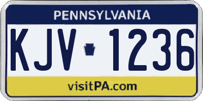 PA license plate KJV1236