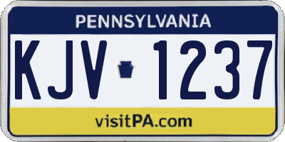 PA license plate KJV1237