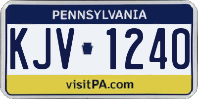 PA license plate KJV1240