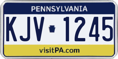 PA license plate KJV1245