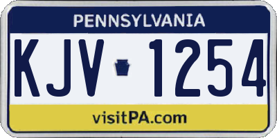 PA license plate KJV1254