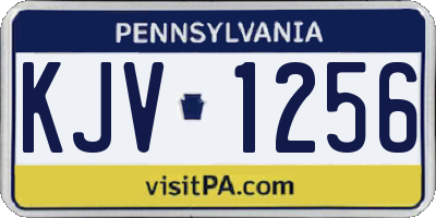PA license plate KJV1256