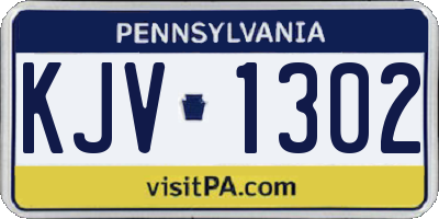 PA license plate KJV1302