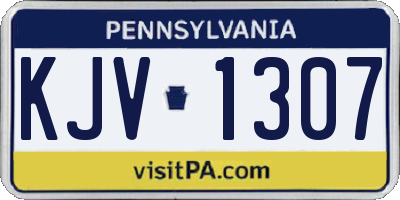 PA license plate KJV1307