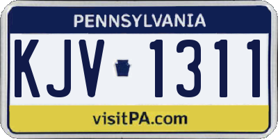PA license plate KJV1311