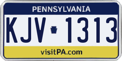 PA license plate KJV1313