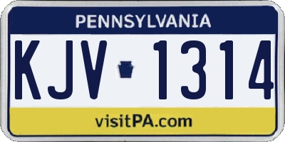 PA license plate KJV1314