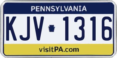 PA license plate KJV1316