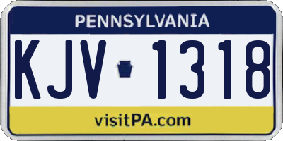 PA license plate KJV1318