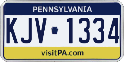 PA license plate KJV1334