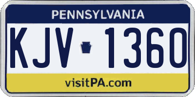 PA license plate KJV1360