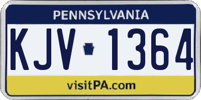 PA license plate KJV1364