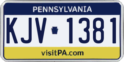 PA license plate KJV1381
