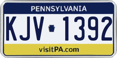 PA license plate KJV1392