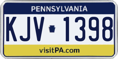 PA license plate KJV1398