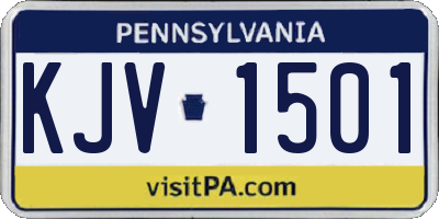 PA license plate KJV1501