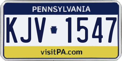 PA license plate KJV1547