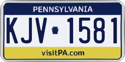 PA license plate KJV1581