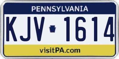 PA license plate KJV1614