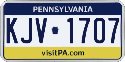 PA license plate KJV1707