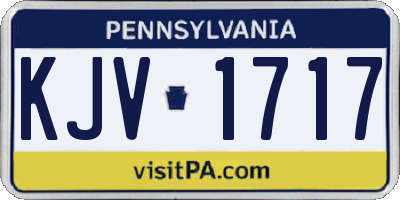 PA license plate KJV1717