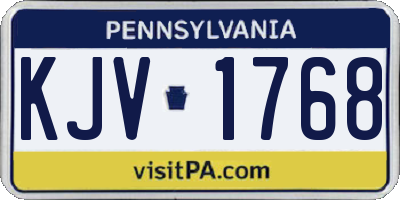 PA license plate KJV1768