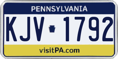 PA license plate KJV1792