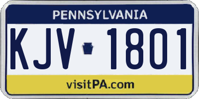 PA license plate KJV1801